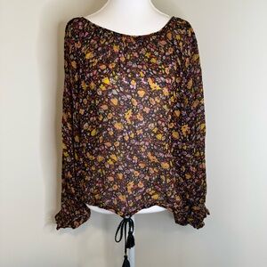 Anthropologie Floral Sheer Blouse - Size XL